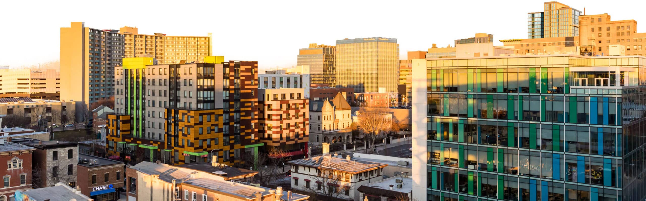 University City District Sunset View of Building