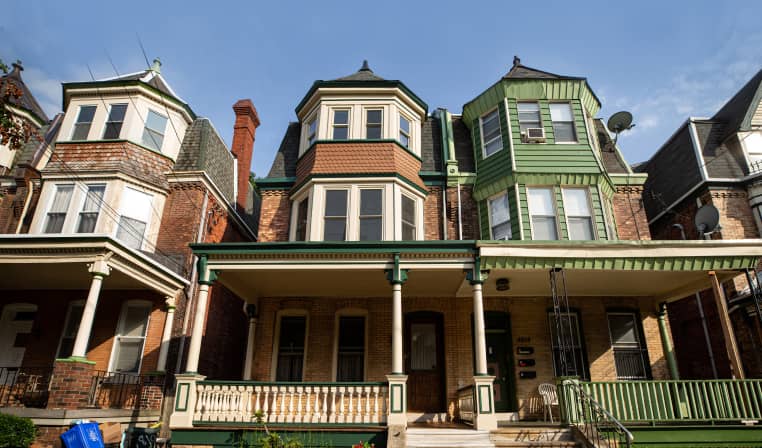 West Philadelphia row homes on a sunny day