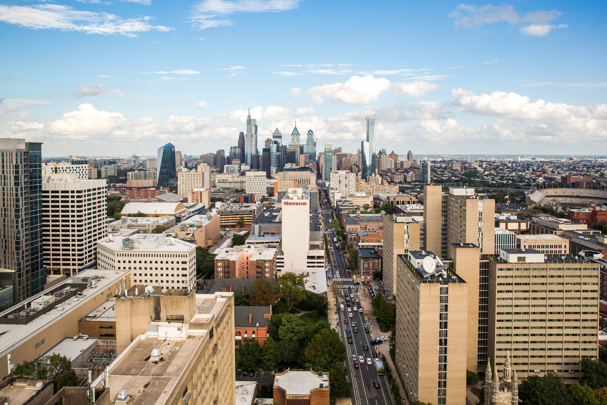 Aerial shot of Philadelphia from University City