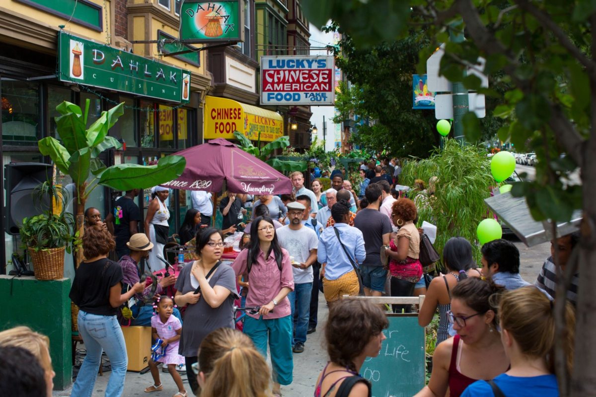 A large crowd on Baltimore Avenue during the Dollar Stroll.