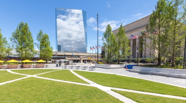 A view of the lawn at Drexel Square