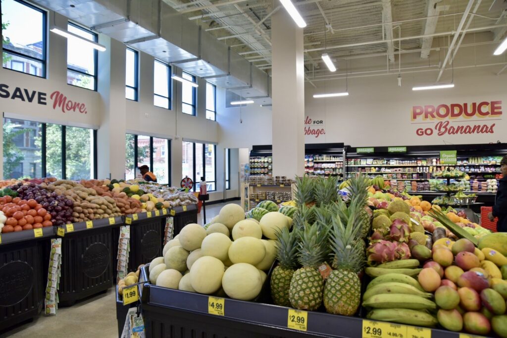 A view inside of the produce section at Grocery Outlet