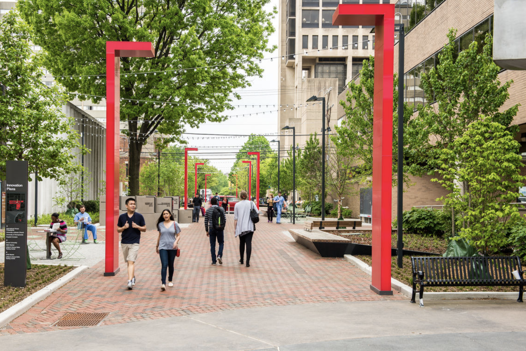 Students walk through Innovation Plaza