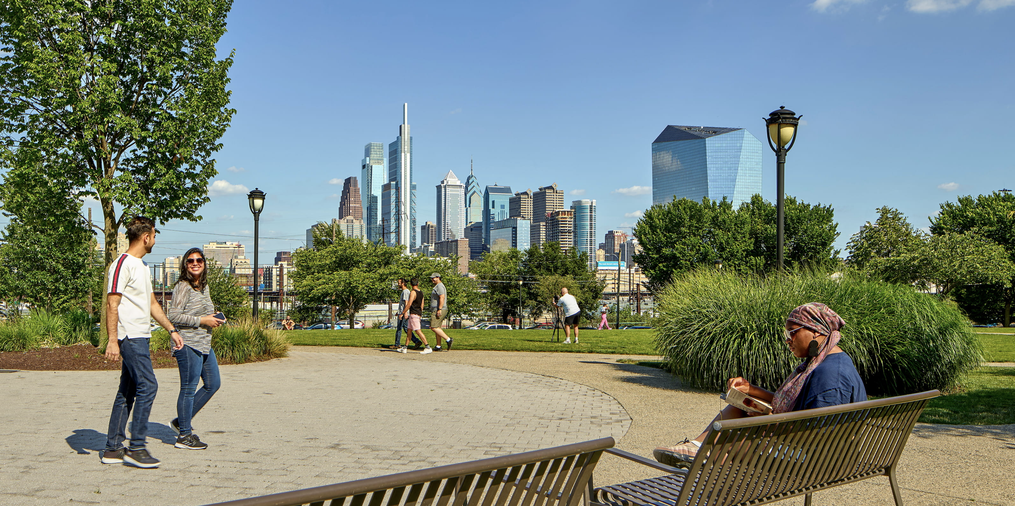 A view of the Philadelphia skyline from Drexel Park