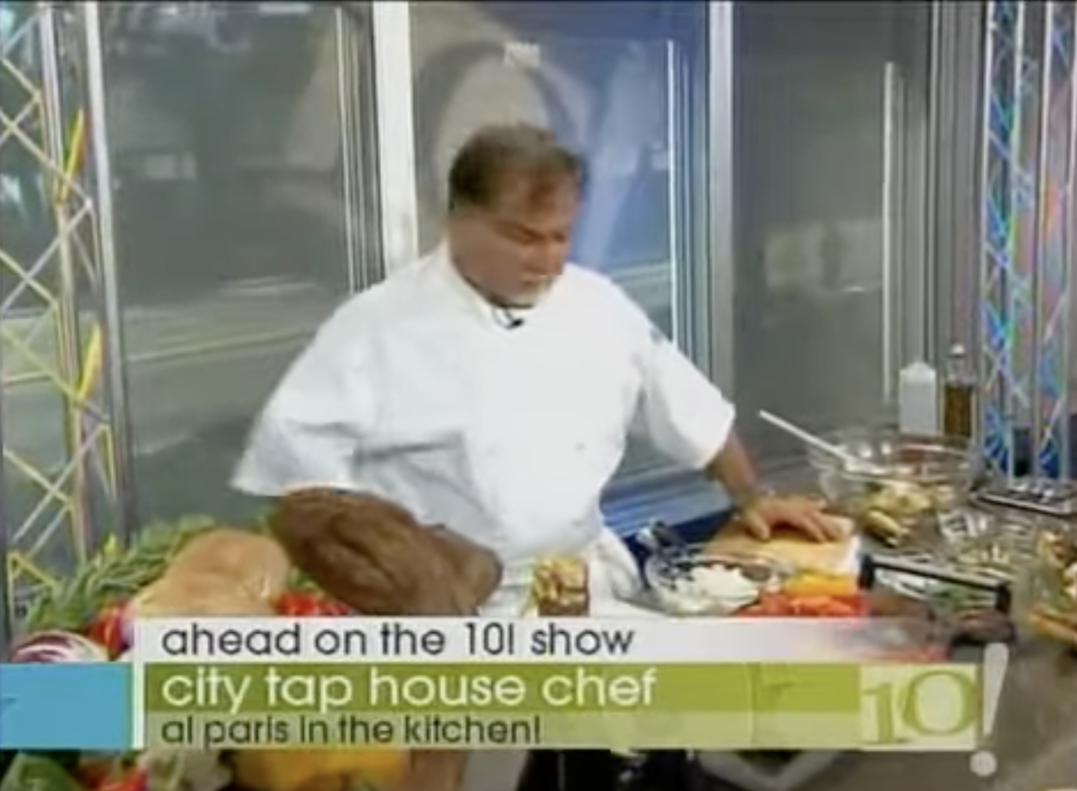 A chef endorsing University City Dining Days on television.