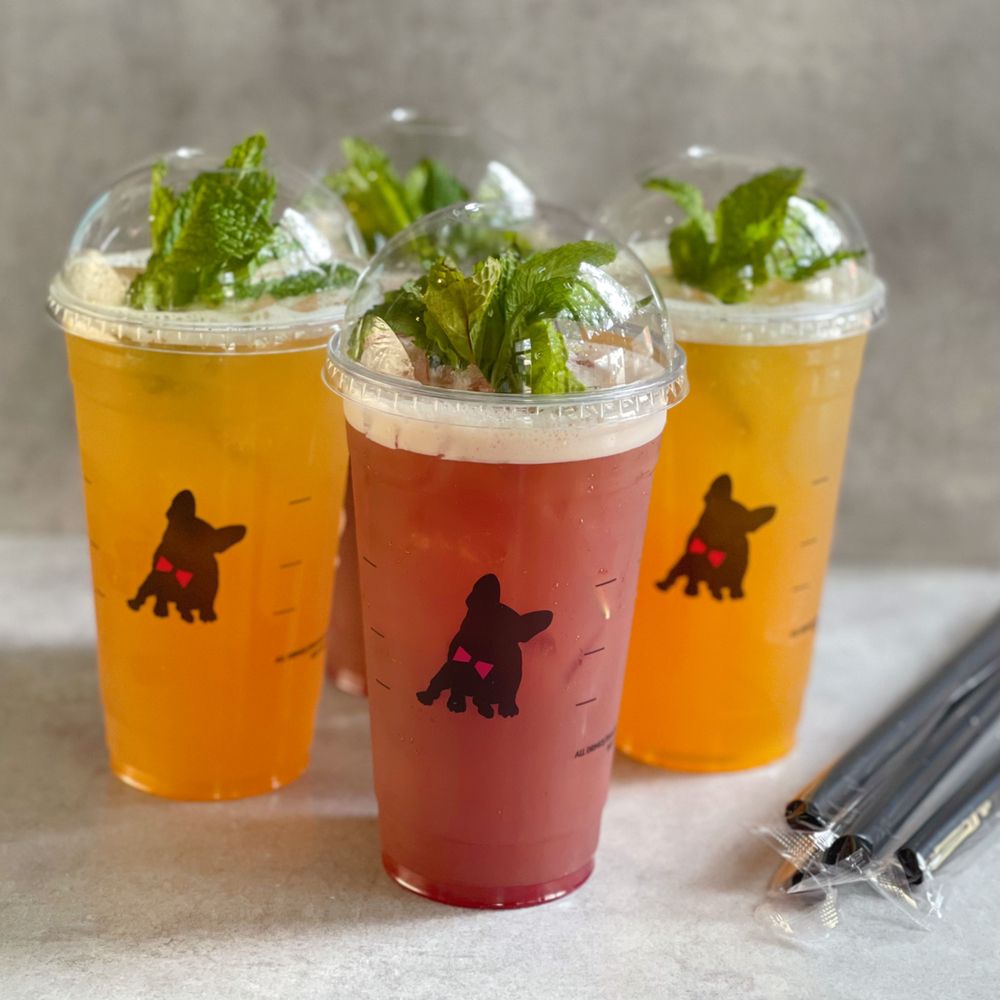 Cold drinks topped with herbs from Lulu Cafe