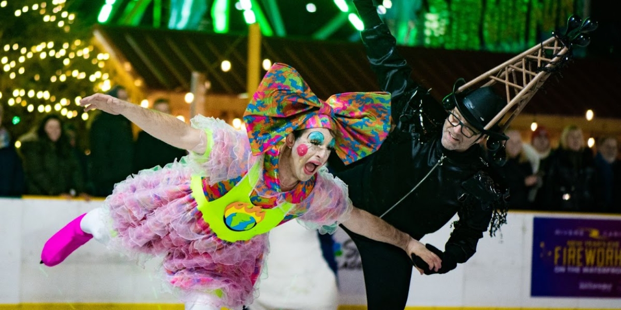 A drag queen skates across the ice