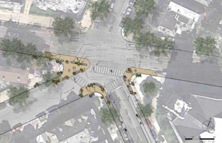 A rendering of a streetscape improvement driven by sneckdown research